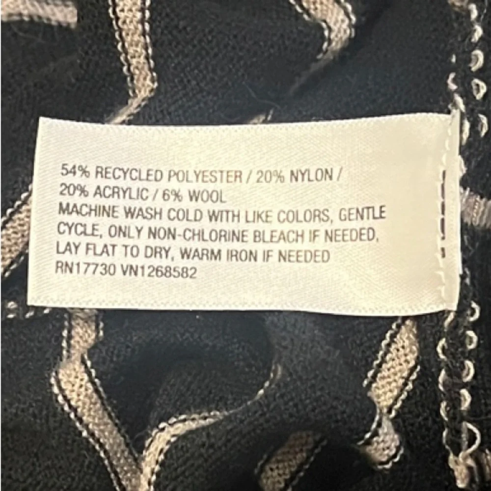 a new day Black Open Cardigan Sweater with Beige Stripes Small